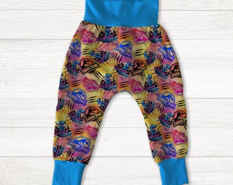 Dinosaur harem joggers for baby, toddlers, and children, size Newborn to Kids 12