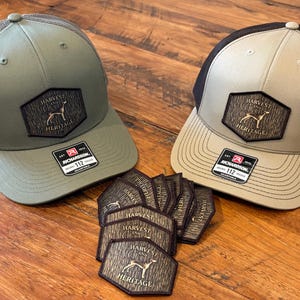 Harvest & Heritage Walker Hound Trucker Hat (Richardson 112) Solid Loden or Khaki and Brown.