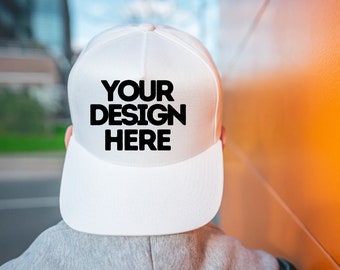 Modern White Baseball Hat Mockup, Guy Cap Mockup, White Cap Mock-up, Modern Style Stock Hat photo, Digital PNG JPG