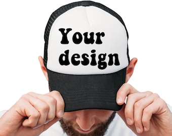 Trucker Hat Mockup, hat mockup, trucker mockup picture, Black and White Trucker Cap Mockup, Trucker Hat