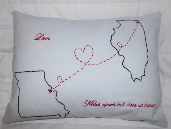 Long Distance State Miss You Pillow With Personal Quote Etsy