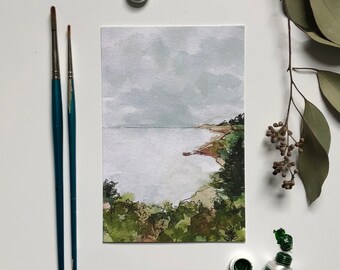 Giclée Print of ‘Along the Coast’ Watercolor | Print From Original Watercolor Artwork | Fall Coastal Painting [4x6” PRINT]