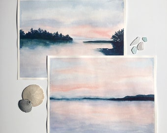 Original Watercolor ‘Summer Sunrise’ Series | Abstract Landscape Painting | sold separately [9x12"]