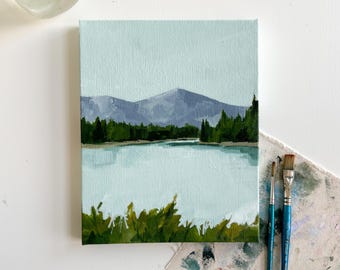 Original Painting ‘Montana Summer’ Series Acrylic on Canvas 8x10 | Bright Semi-Abstract Landscape Art | Swan River, Bigfork, Montana Art