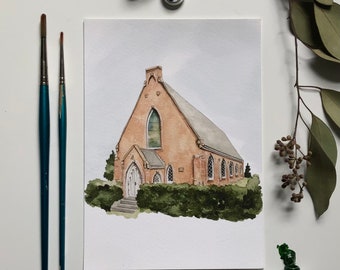 Giclée Print of Kay Chapel Watercolor | Print From Original Watercolor Artwork | Kay Chapel, Newport, Rhode Island | 5x7, 8x10 PRINT