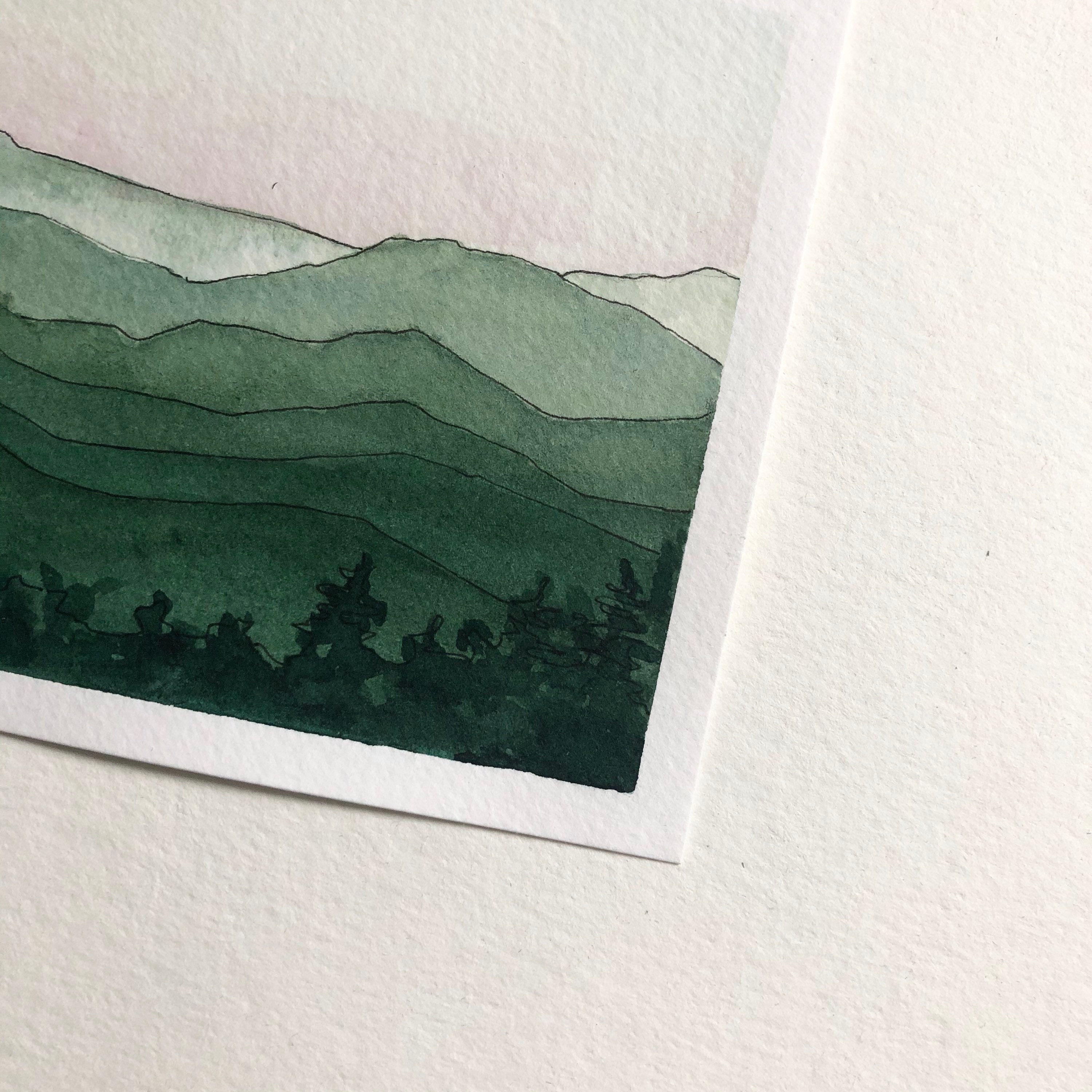 Ombré Sunset Mountain Range Watercolor | Abstract ...
