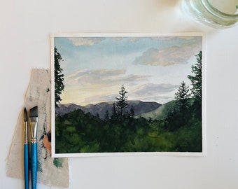 Original Watercolor ‘Montana Summer’ Series | Abstract Landscape Painting | Montana Landscape Art 8x10"