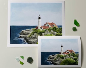 Giclée Print of Portland Head Light no. 2 Watercolor | Print From Original Artwork |  Maine Lighthouse [5x7” or 8x10” PRINT]