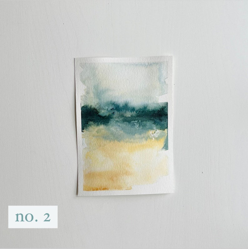 Original Watercolor Studies Reflections Bright Abstract Landscape Paintings Abstract Minimalist Art sold separately 5x7 image 9