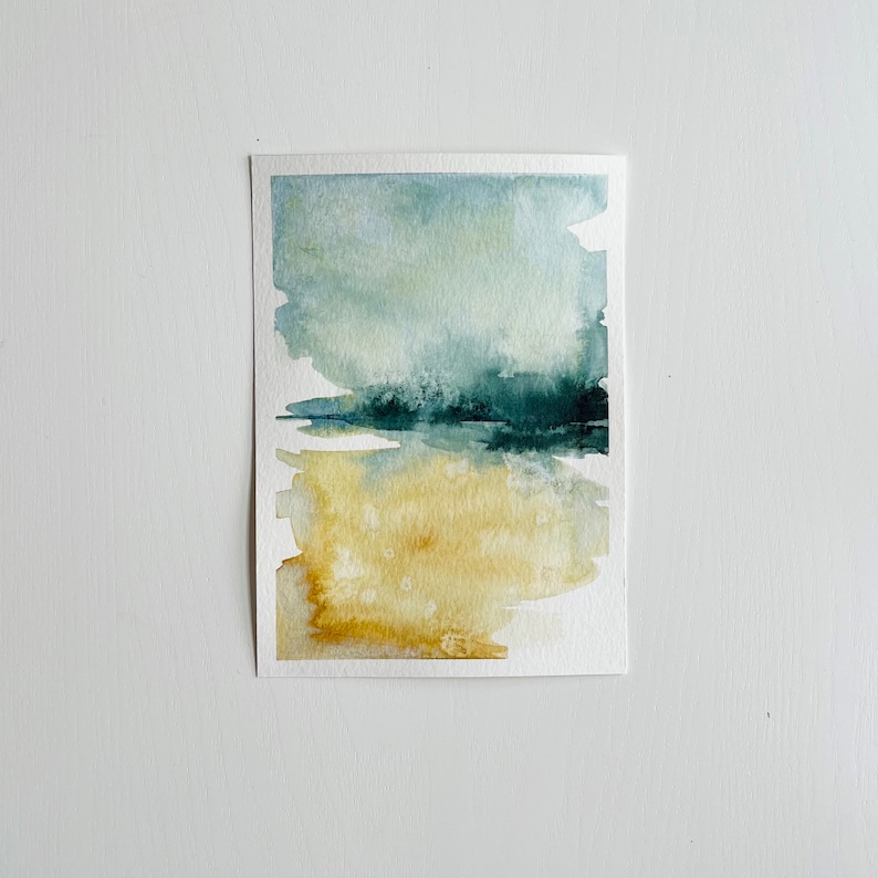 Original Watercolor Studies Reflections Bright Abstract Landscape Paintings Abstract Minimalist Art sold separately 5x7 image 2