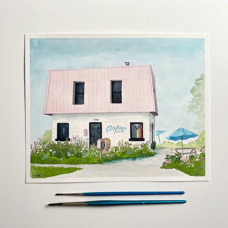 Original Watercolor Painting Drifter Drifter Coffee Shop, Ferndale, Michigan 8x10 image 2