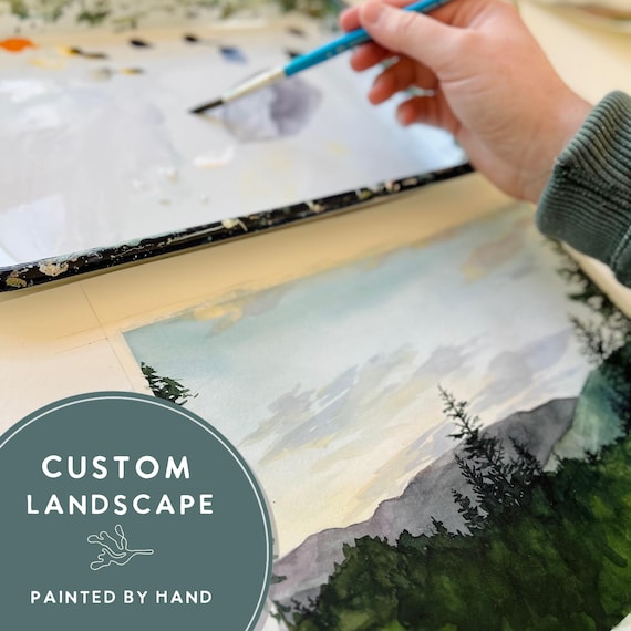 Custom Hand Painted Watercolor Landscape Painting • Favorite Landscape Artwork