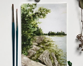 Giclée Print of ‘Wolfe’s Neck Woods’ Watercolor | Print From Original Watercolor Artwork | Wolfe’s Neck Woods State Park, Maine [5x7” PRINT]