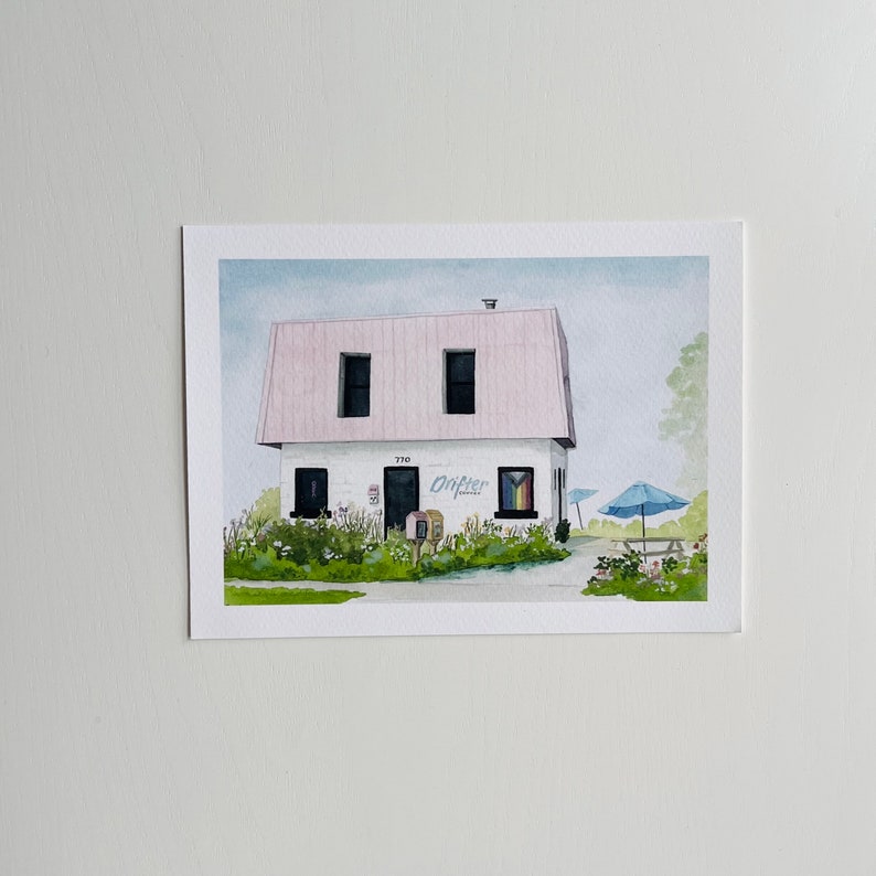 Giclée Print of Drifter Watercolor Print From Original Watercolor Artwork Drifter Coffee, Ferndale, Michigan 5x7, 8x10 PRINT w/ border image 2