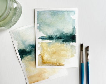 Original Watercolor Studies ‘Reflections’ | Bright Abstract Landscape Paintings | Abstract Minimalist Art | sold separately | 5x7