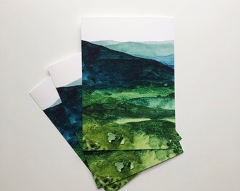 Giclée Print of Abstract Mountain View Watercolor | Print From Original Watercolor Artwork | Colorful Mountain Range [5x7” PRINT]