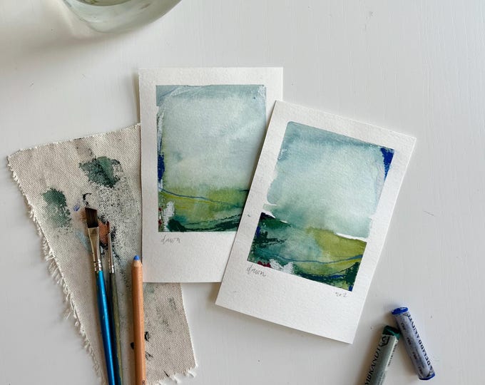 Original Watercolor Abstract Landscapes ‘dawn Series’ 4x6 | Modern ...