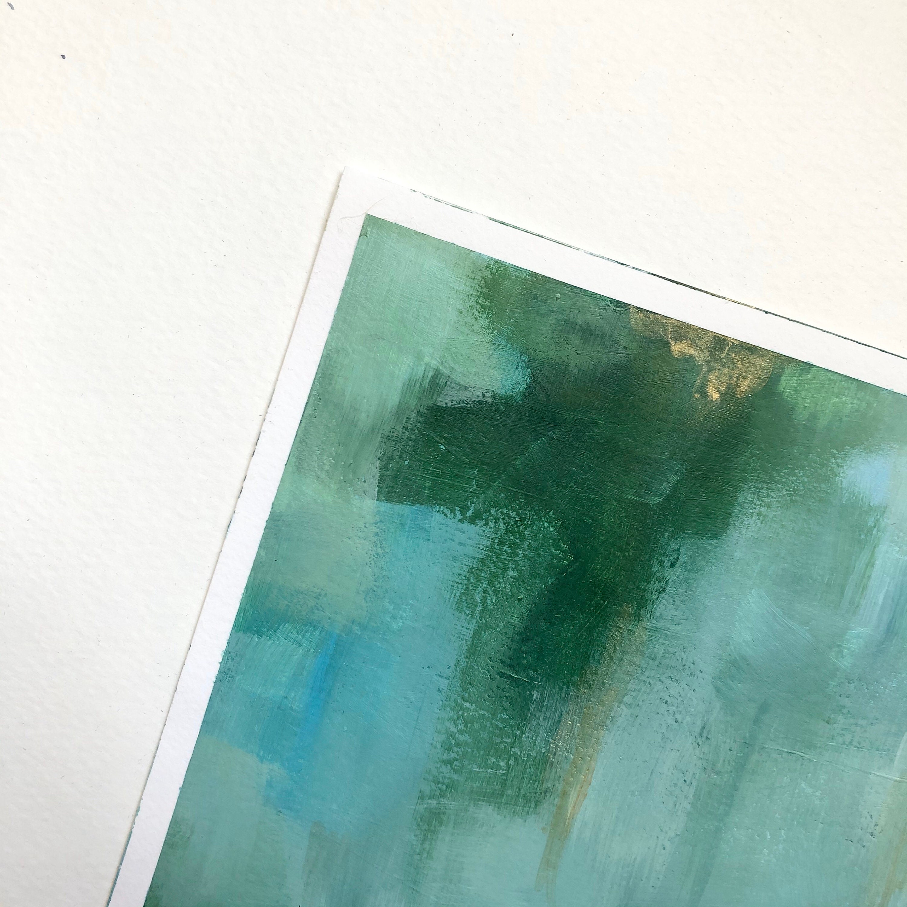 Bright Colorful Abstract Acrylic Painting Blue and Green Abstract