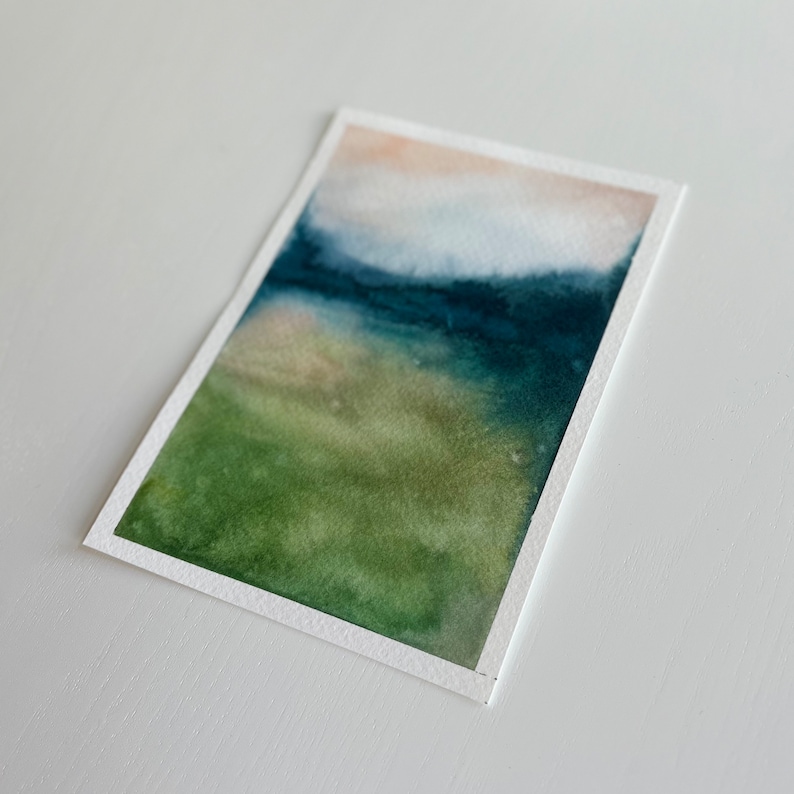 Original Watercolor Paintings Reflections Bright Abstract Landscape Paintings Abstract Minimalist Art sold separately 5x7 image 3