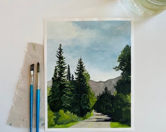 Original Watercolor ‘Montana Summer’ Series | Abstract Landscape Painting | Going-to-the-Sun Road, Glacier National Park Painting [8x10"]