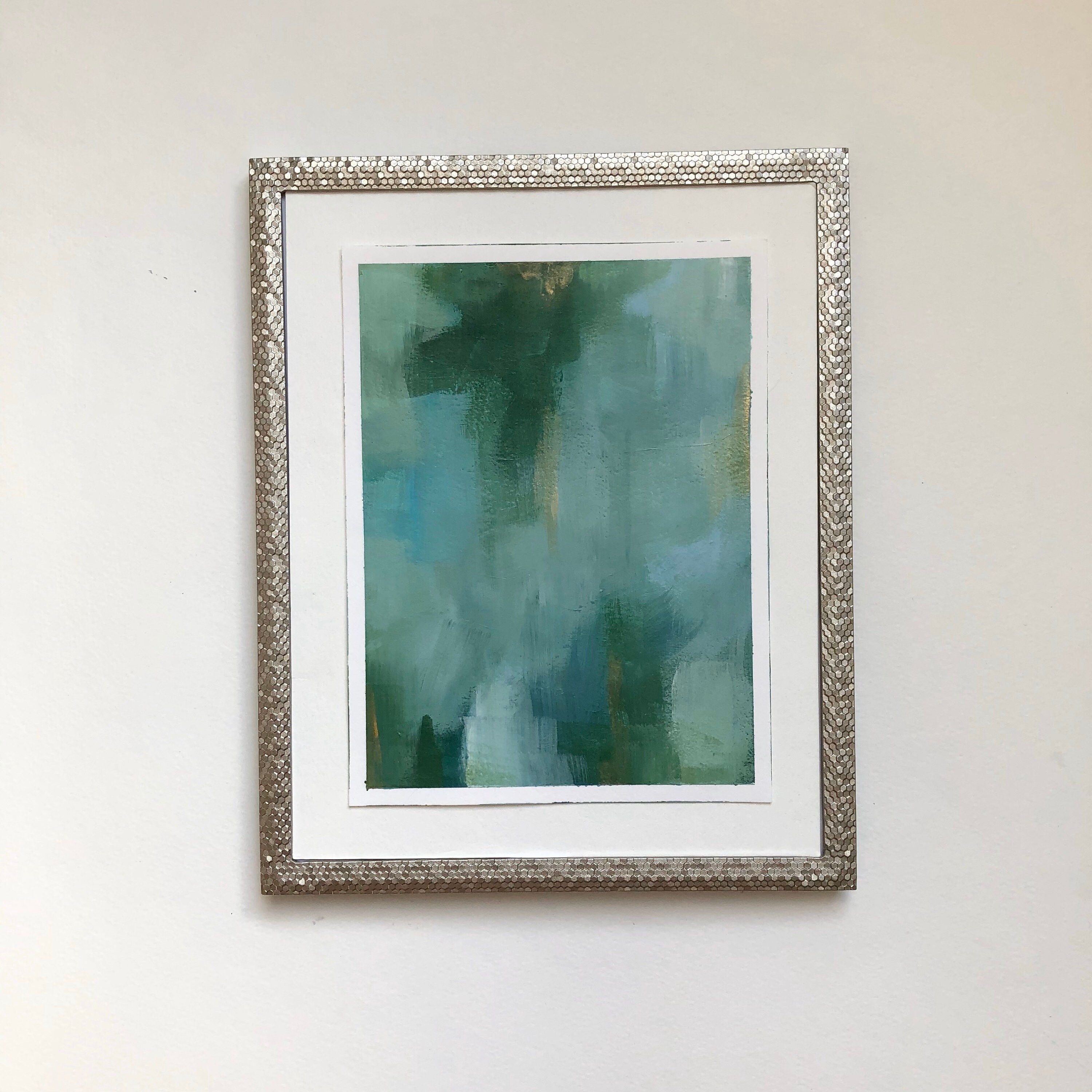 Bright Colorful Abstract Acrylic Painting Blue and Green Abstract