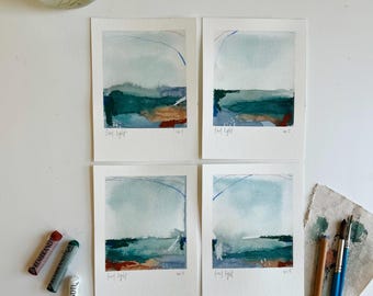 Original Watercolor Abstract Landscapes ‘First Light’ Series 4.5x6 | Modern Landscape Painting | Polaroid Inspired | Abstract Wall Art