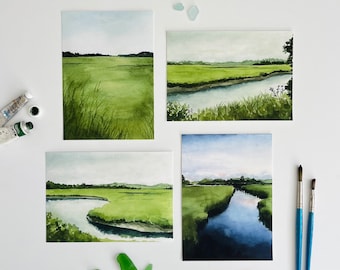 Summer Marsh Giclée Print Series | Watercolor Landscape Painting | Prints From Original Artwork |  5x7, 8x10 Prints Sold Individually