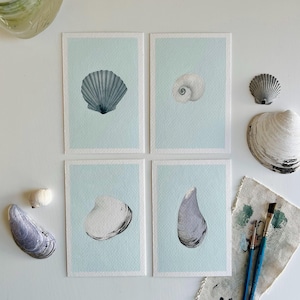 Original Painting Abstract Seashell Series 4x6 | Abstract Minimalist Shell Watercolor |Nursery Art | Ocean Theme Art | Seashell Painting