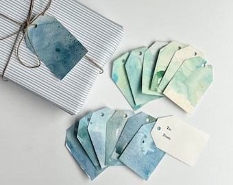 Regular Gift Tags, Set of 15 | Upcycled Paper, Hand Painted | Abstract Painted Gift Tags | To From Tag | 3 x 2” Gift Tag Set