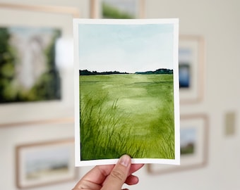 Original Watercolor Landscape ‘Road to Tybee’  | Savannah, Georgia Marsh Painting | Semi-Abstract Watercolor Artwork  [ 5x7"]