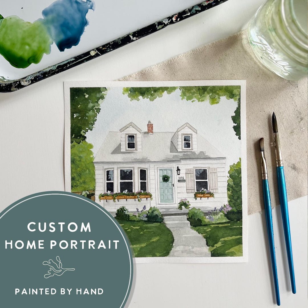 Custom Hand Painted Watercolor Home Portrait • House Painting ...