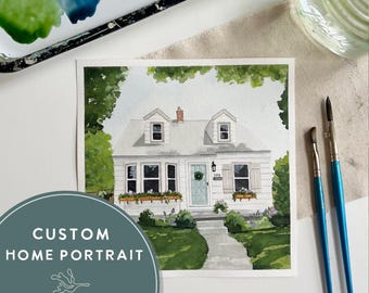 Custom Hand Painted Watercolor Home Portrait | Watercolor House Painting | Housewarming Gift | Home Painting Original Art