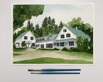 Original Watercolor ‘Hardy Farm’ Painting | Hardy Farm, Fryeburg, Maine | Maine Wedding Venue [9x12”]