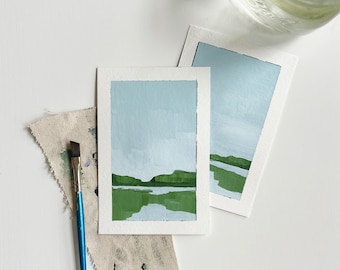 Original Paintings ‘Summer Marsh’ Series | Bright Abstract Landscape Paintings | Abstract Minimalist Art | sold separately | 4x6