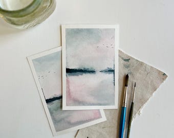 Original Watercolor Studies ‘Sunset Reflections’ 4x6 | Bright Abstract Landscape Paintings | Abstract Minimalist Art | sold separately