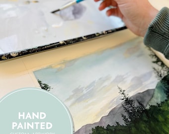 Custom Hand Painted Watercolor Landscape Painting | Watercolor Landscape Artwork | One of a Kind Painting Gift