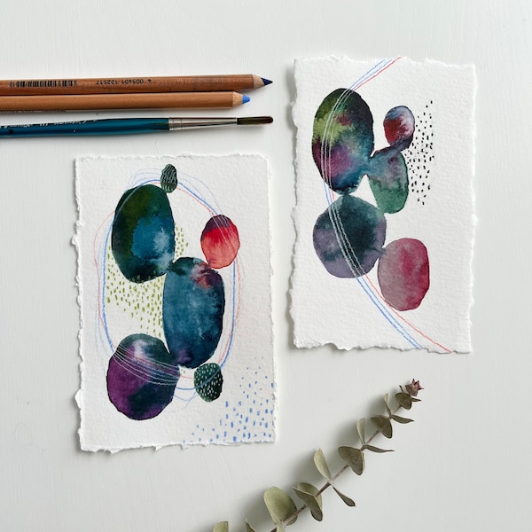 Abstract Colorscape Studies | Original Watercolor Colorscape Studies With Deckled Edge [4x6”]