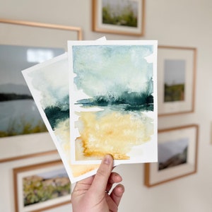 Original Watercolor Studies Reflections Bright Abstract Landscape Paintings Abstract Minimalist Art sold separately 5x7 image 7