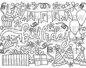 Happy Birthday Giant Coloring Page