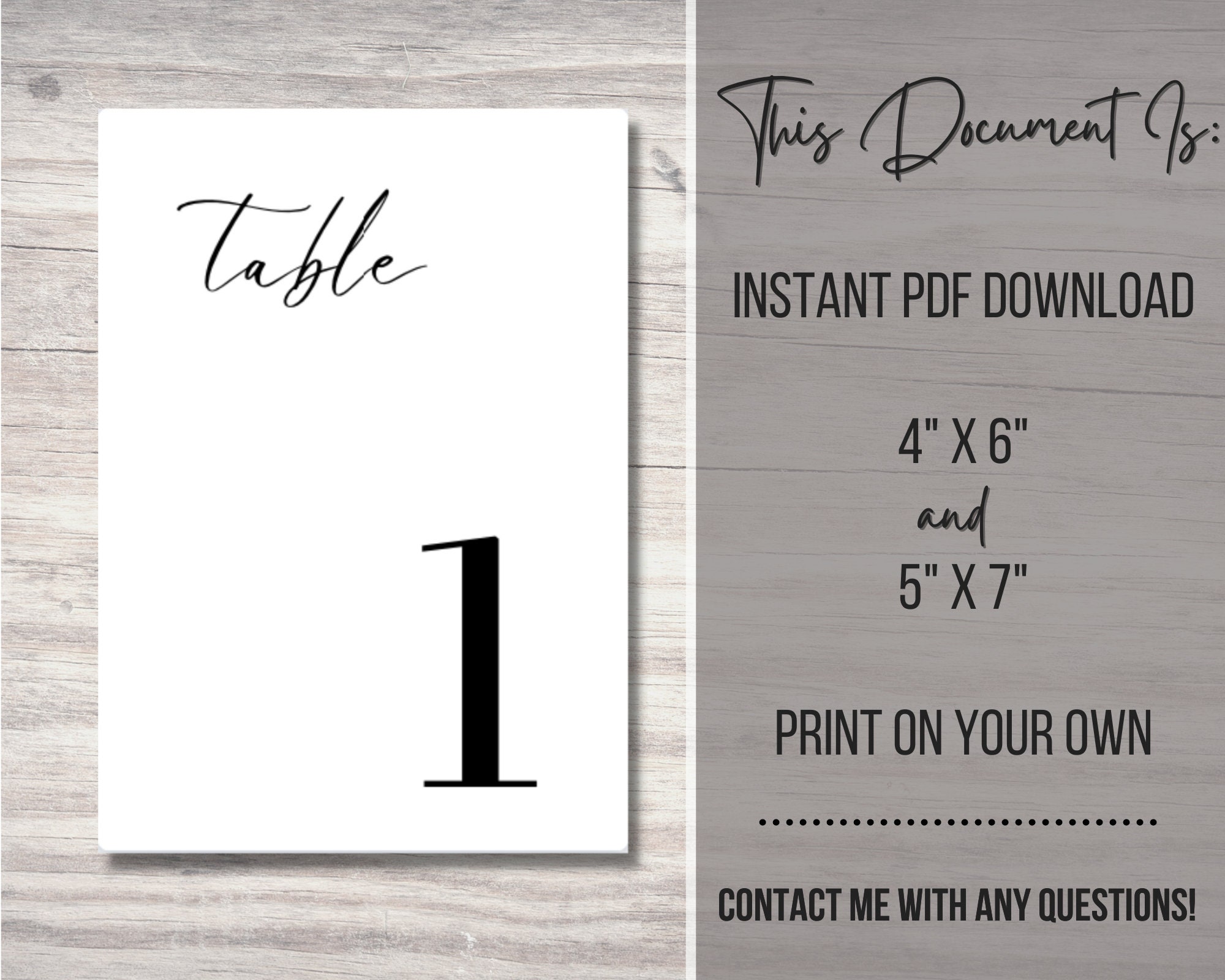 Man Table Numbers Modern Table Number Printable, Simple Table Numbers, Printable Table ...