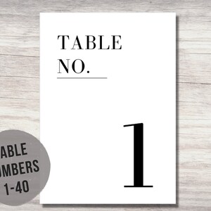 Modern Table Number Printable, Simple Table Numbers, Printable Table Numbers, Wedding Table Numbers, Minimalist Table Numbers, Number Cards