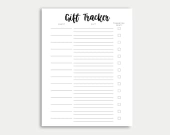 Gift Tracker, Gift List, Gift Log, Wedding Gift Log, Wedding Gift Tracker, Bridal Shower Gift Log, Baby Shower Gift Log, Present Tracker