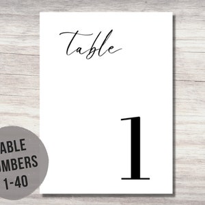 Modern Table Number Printable, Simple Table Numbers, Printable Table Numbers, Wedding Table Numbers, Minimalist Table Numbers, Number Cards
