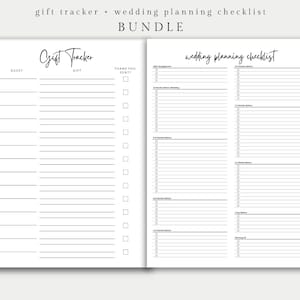 Wedding Checklist + Gift Tracker Bundle, Wedding Timeline, Wedding Planning Checklist, Gift List, Gift Log