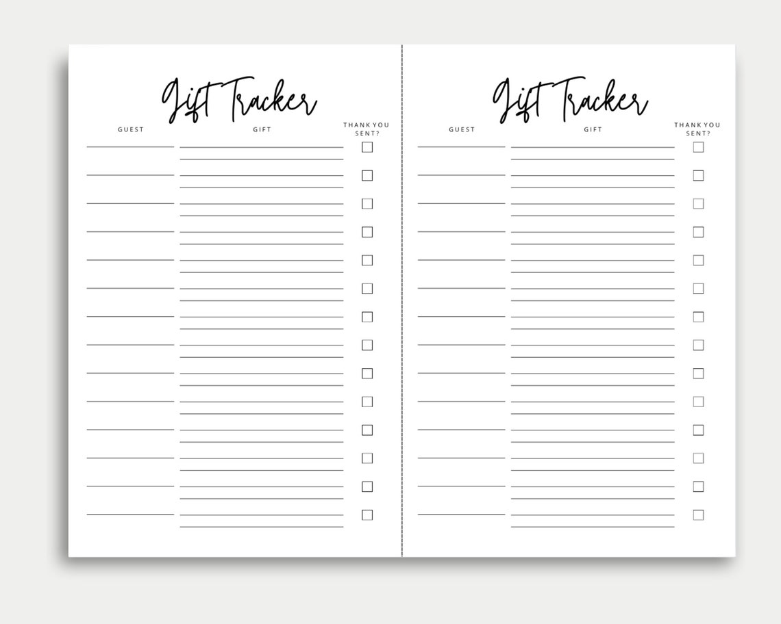 Gift Tracker, Gift List, Gift Log, Wedding Gift Log, Wedding Gift