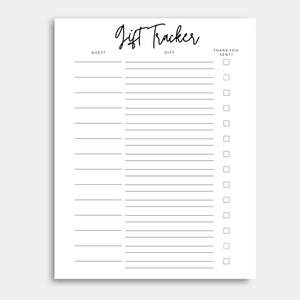 Gift Tracker, Gift List, Gift Log, Wedding Gift Log, Wedding Gift Tracker, Bridal Shower Gift Log, Baby Shower Gift Log, Present Tracker
