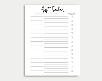Gift Tracker, Gift List, Gift Log, Wedding Gift Log, Wedding Gift Tracker, Bridal Shower Gift Log, Baby Shower Gift Log, Present Tracker
