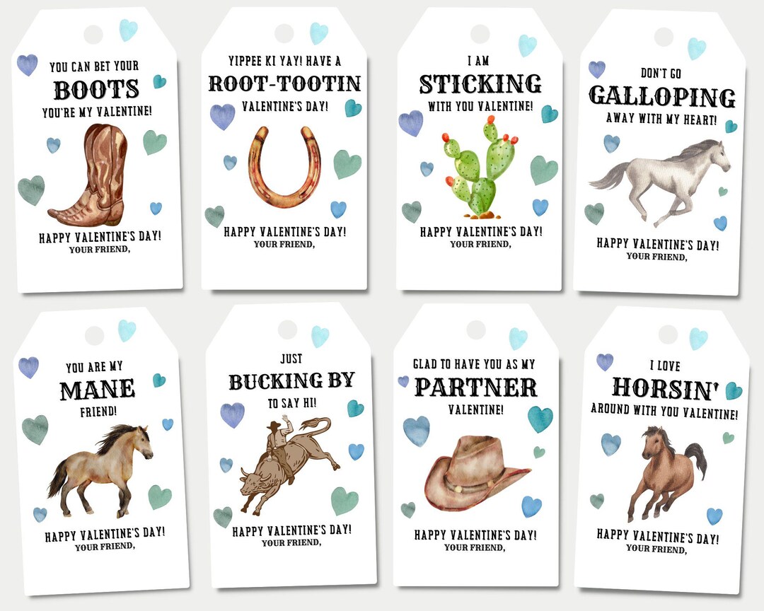 Rodeo Cowboy Western Valentines Day Tags, Rodeo Cowboy Western ...