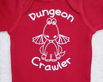 Dnd Baby Shirt- "Dungeon Crawler".  Dnd Baby, DnD Gifts, Anime Baby, Nerdy Baby, Tabletop Gaming, Dnd Shirt.