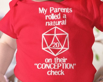 Dnd Baby Shirt- "Conception Check". Dnd Baby, DnD Gifts, Anime Baby, Nerdy Baby, Tabletop Gaming, Dnd Shirt.